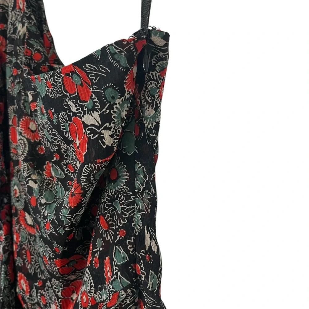 Veronica Beard Black One-Shoulder Floral Ruffle Mini Dress - Picture 9 of 13